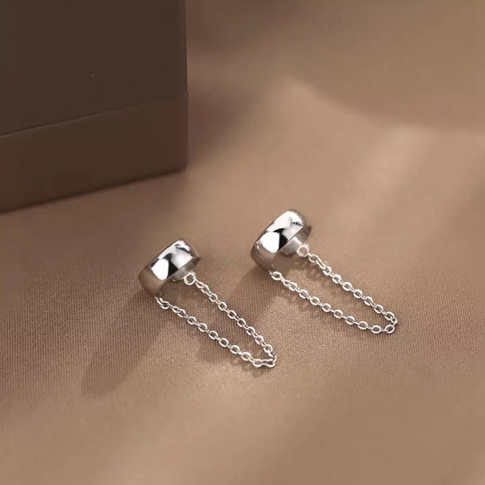 New Sterling Silver 925 Chain Cuff Earring pair